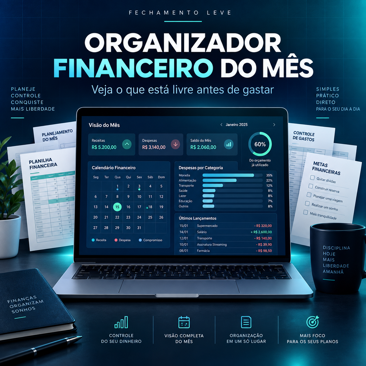 Capa do Organizador Financeiro do Mês